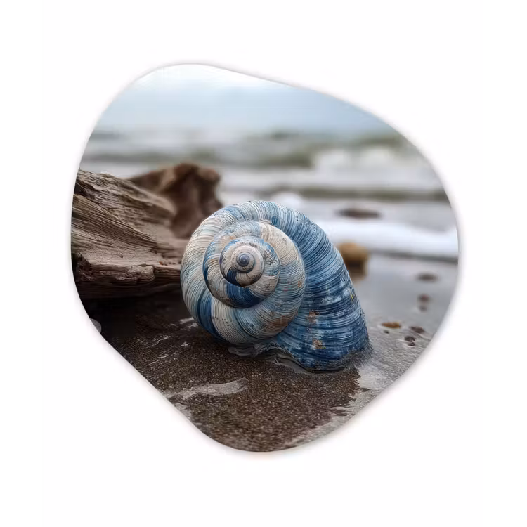 Organisch schilderij - Forex - Schelp - Strand - Blauw - Zee — 1