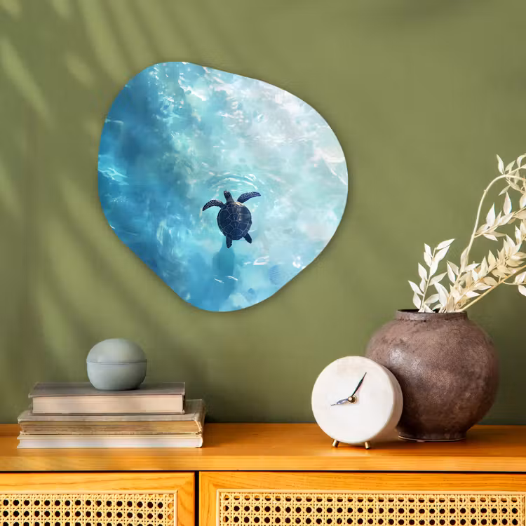 Organisch schilderij - Forex - Schildpad - Zee - Blauw - Schittering — 2
