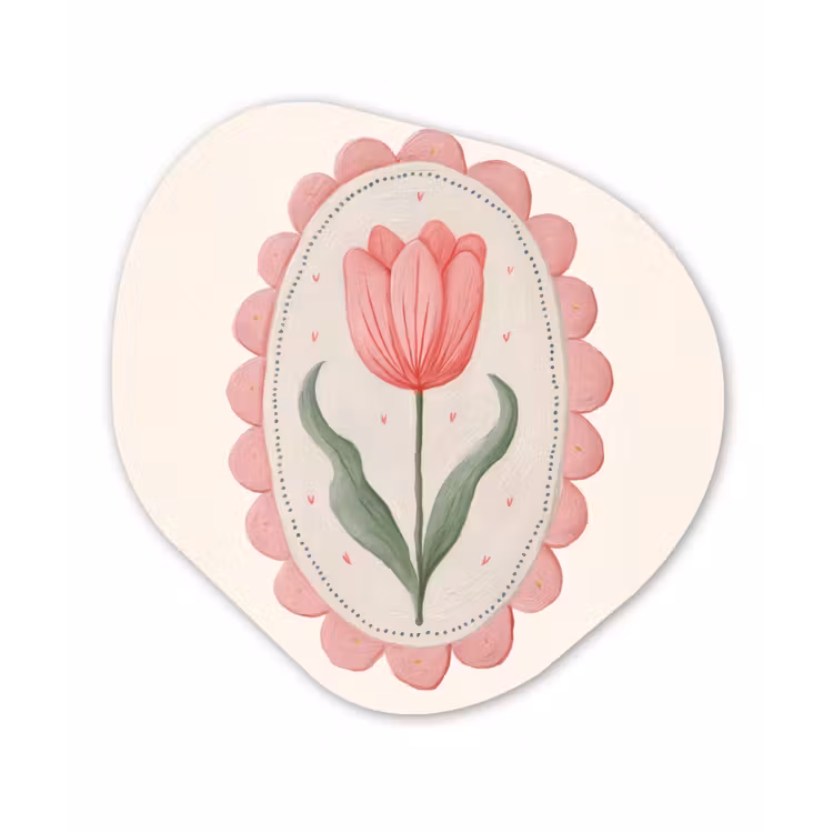 Organisch schilderij - Forex - Tulp - Lijst - Ovaal - Illustratie — 1