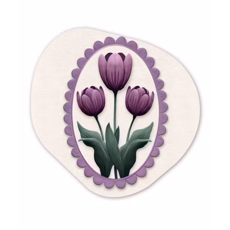 Organisch schilderij - Forex - Tulpen - Paars - Lijst - Bladeren — 1