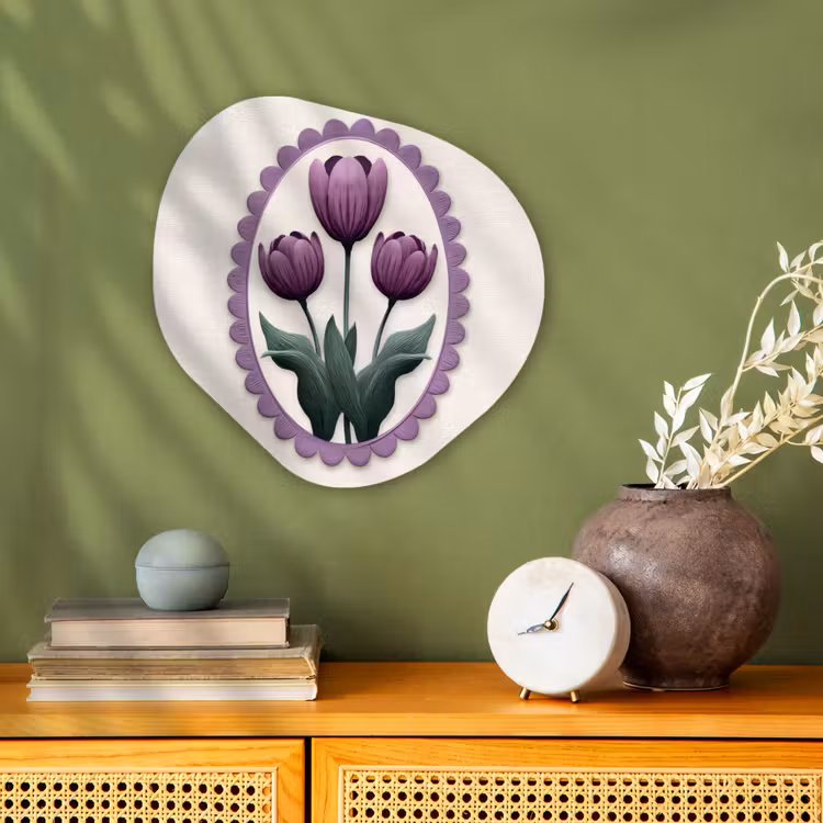 Organisch schilderij - Forex - Tulpen - Paars - Lijst - Bladeren — 2