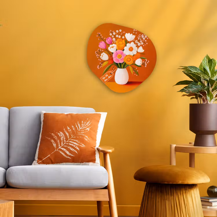 Organisch schilderij - Forex - Vaas - Bloemen - Oranje — 3