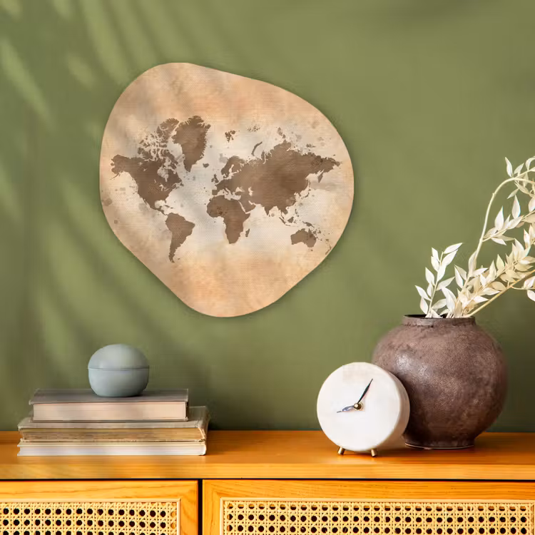 Organisch schilderij - Forex - Wereldkaart - Beige - Bruin — 2