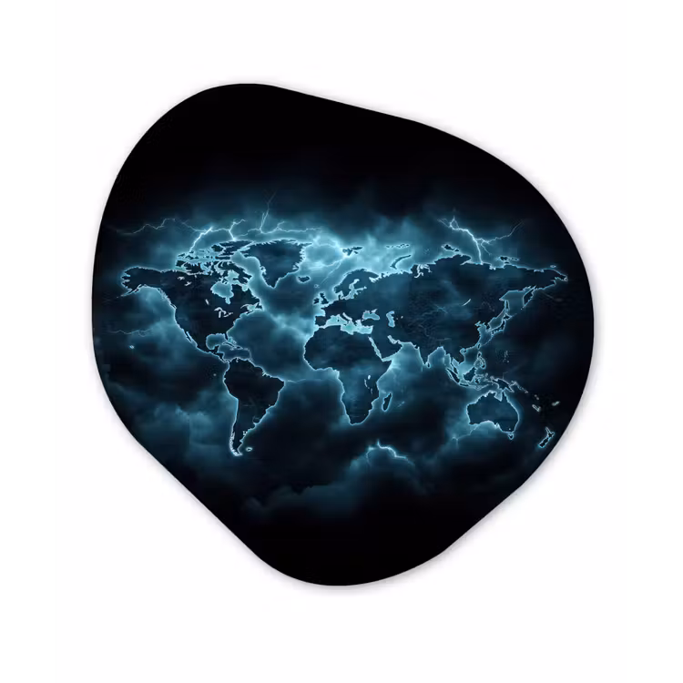 Organisch schilderij - Forex - Wereldkaart - Bliksem - Blauw — 1