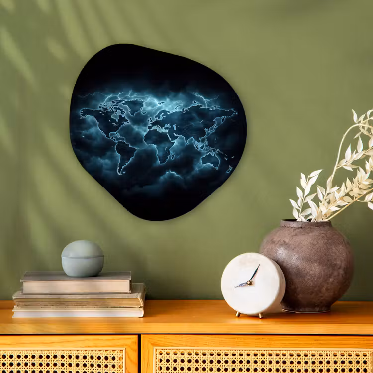 Organisch schilderij - Forex - Wereldkaart - Bliksem - Blauw — 2