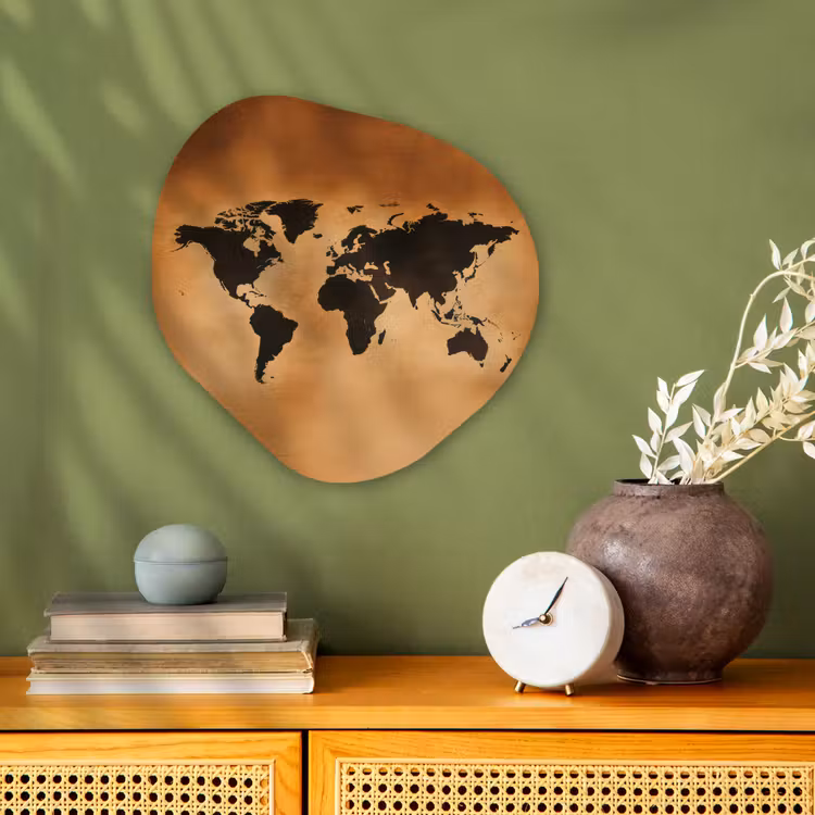 Organisch schilderij - Forex - Wereldkaart - Bruin - Kaart — 2