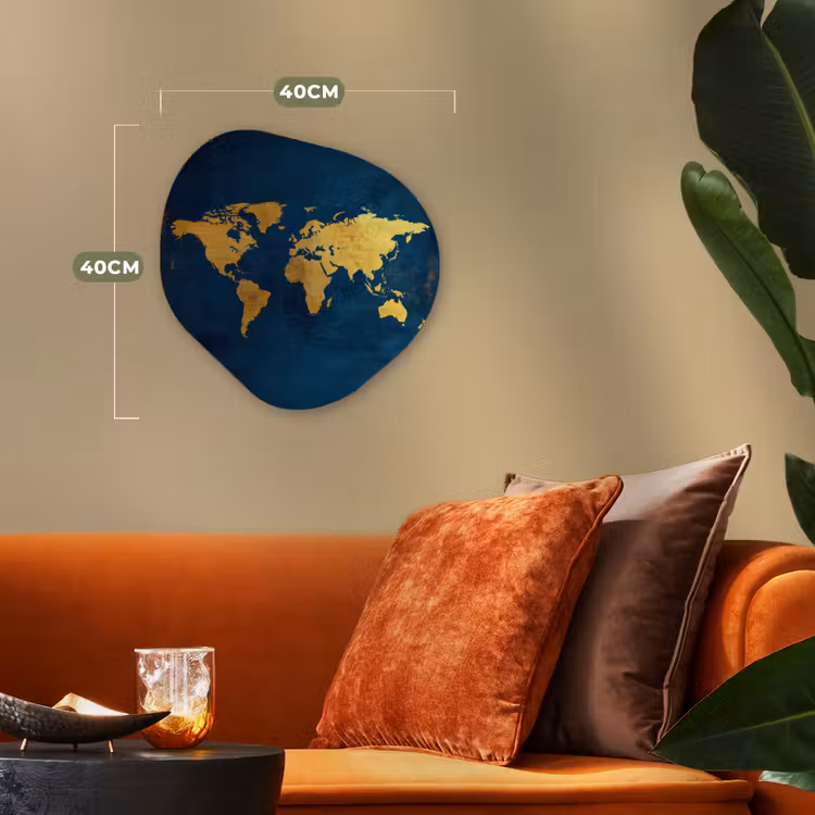 Organisch schilderij - Forex - Wereldkaart - Goud - Donkerblauw — 4