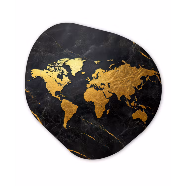 Organisch schilderij - Forex - Wereldkaart - Goud - Marmer — 1
