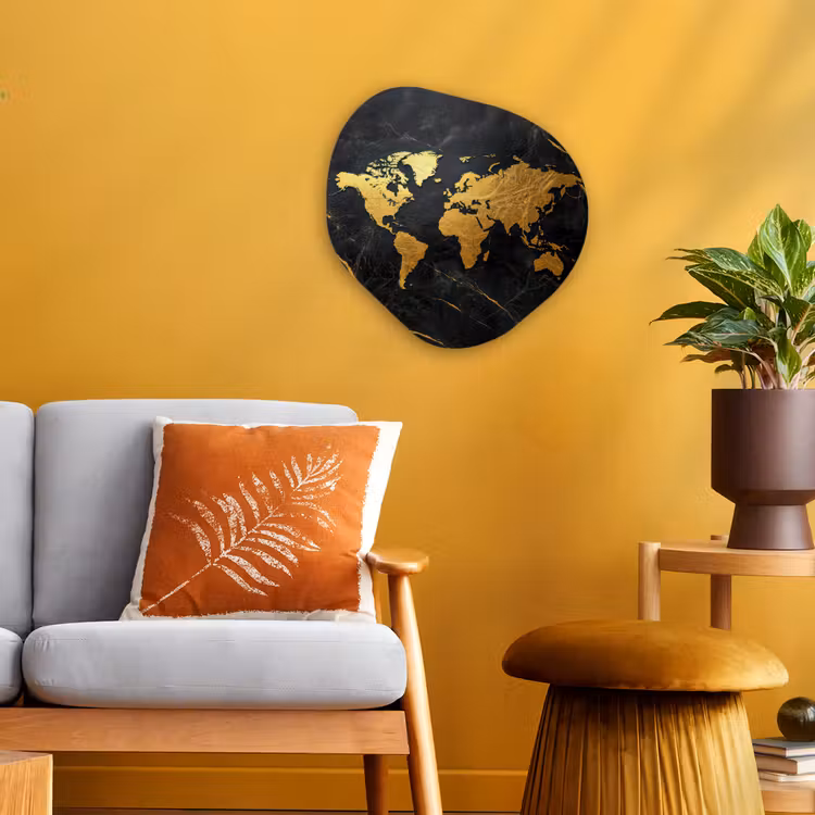 Organisch schilderij - Forex - Wereldkaart - Goud - Marmer — 3