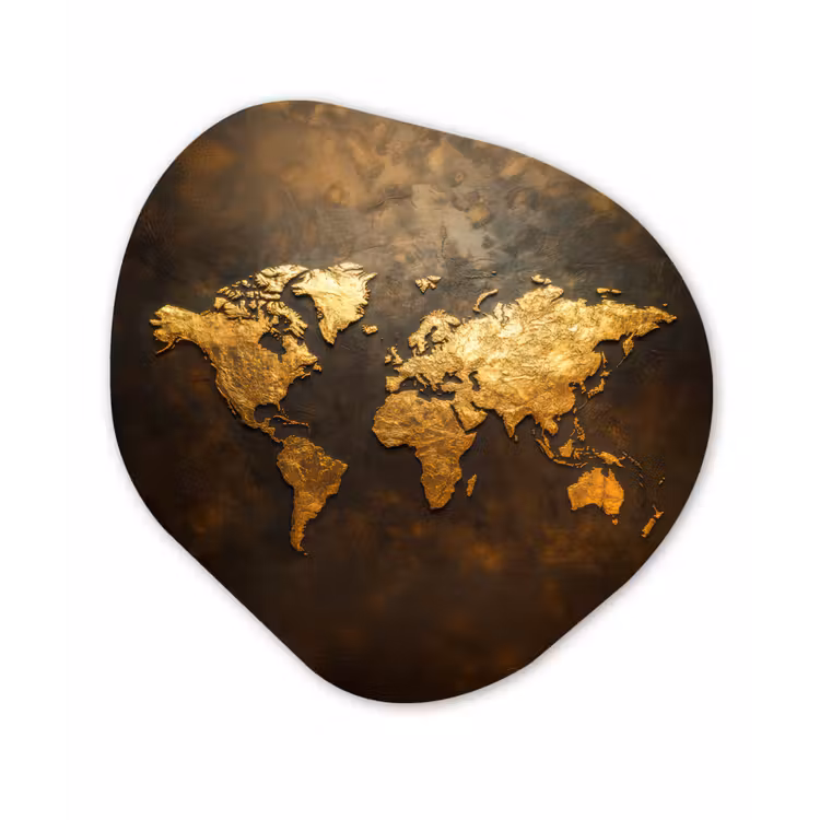 Organisch schilderij - Forex - Wereldkaart - Goud - Roest — 1