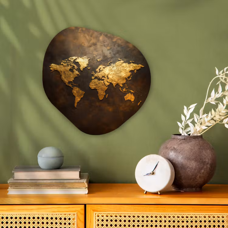 Organisch schilderij - Forex - Wereldkaart - Goud - Roest — 2