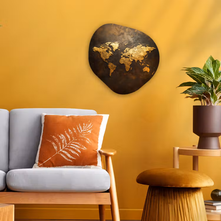 Organisch schilderij - Forex - Wereldkaart - Goud - Roest — 3