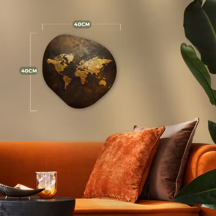 Organisch schilderij - Forex - Wereldkaart - Goud - Roest — 4