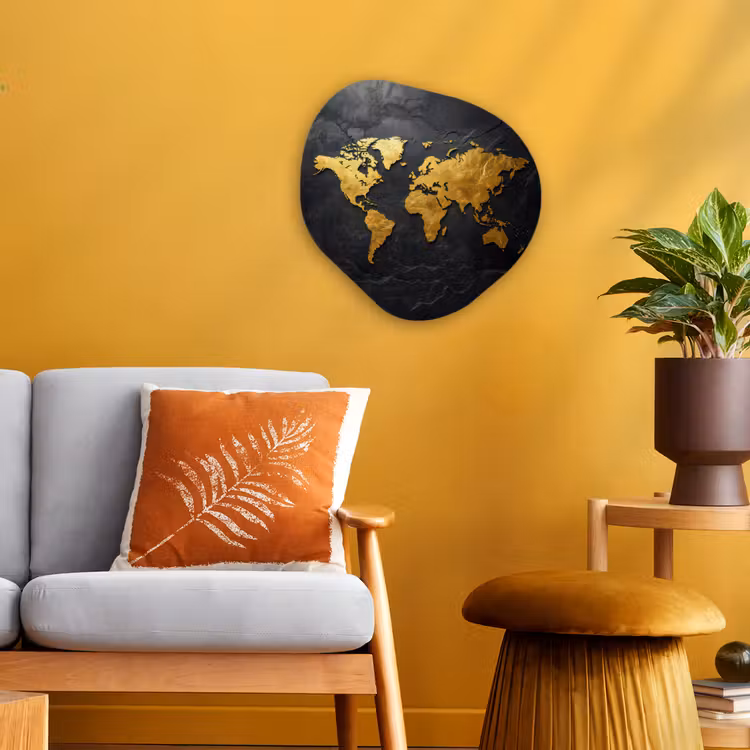 Organisch schilderij - Forex - Wereldkaart - Goud - Steen — 3