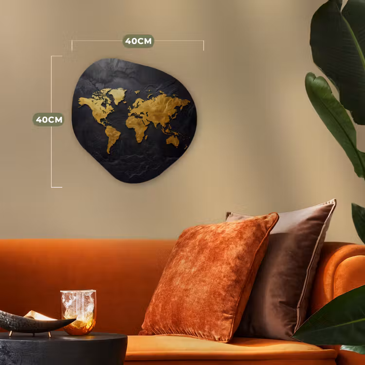 Organisch schilderij - Forex - Wereldkaart - Goud - Steen — 4