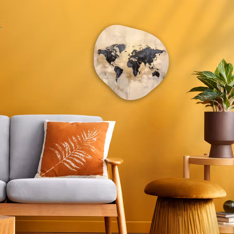 Organisch schilderij - Forex - Wereldkaart - Goud - Zwart - Abstract — 3