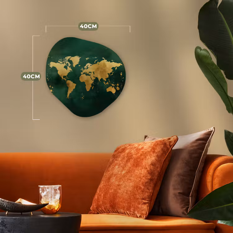 Organisch schilderij - Forex - Wereldkaart - Groen - Goud — 4