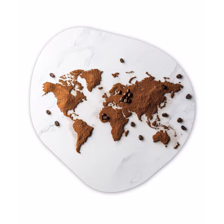 Organisch schilderij - Forex - Wereldkaart - Koffie - Marmer — 1