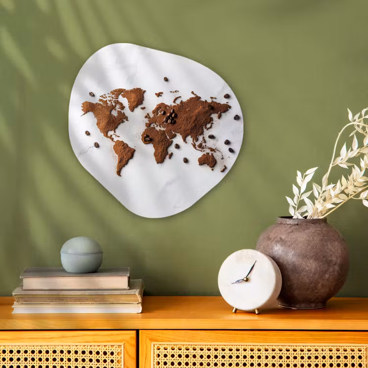 Organisch schilderij - Forex - Wereldkaart - Koffie - Marmer — 2