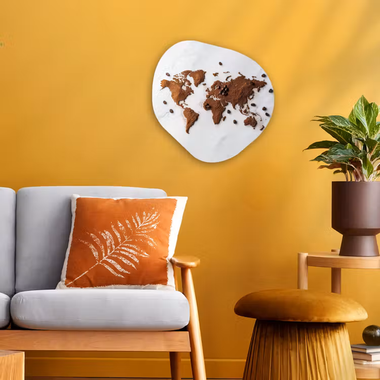 Organisch schilderij - Forex - Wereldkaart - Koffie - Marmer — 3