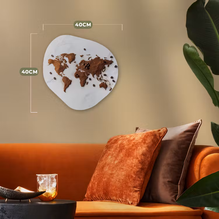 Organisch schilderij - Forex - Wereldkaart - Koffie - Marmer — 4