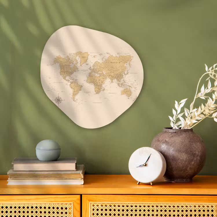 Organisch schilderij - Forex - Wereldkaart - Realistisch - Beige — 2
