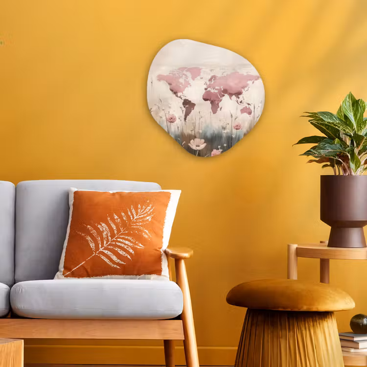 Organisch schilderij - Forex - Wereldkaart - Roze - Bloemen — 3