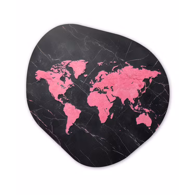 Organisch schilderij - Forex - Wereldkaart - Roze - Marmer — 1