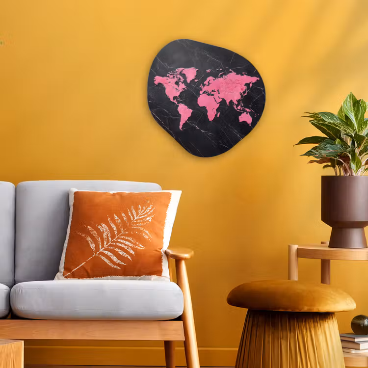 Organisch schilderij - Forex - Wereldkaart - Roze - Marmer — 3
