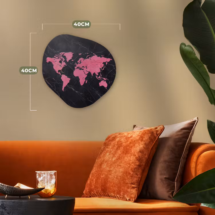 Organisch schilderij - Forex - Wereldkaart - Roze - Marmer — 4