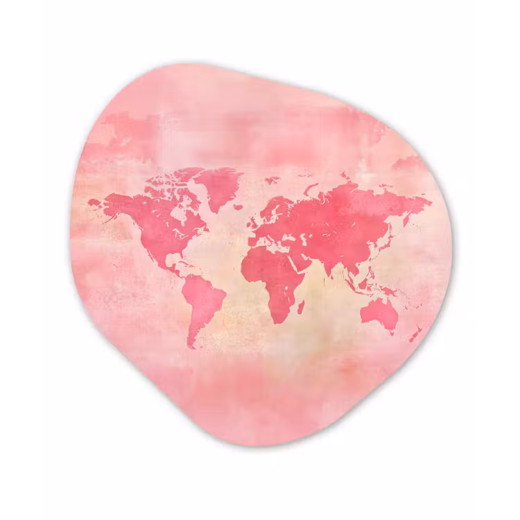 Organisch schilderij - Forex - Wereldkaart - Roze - Vaag — 1