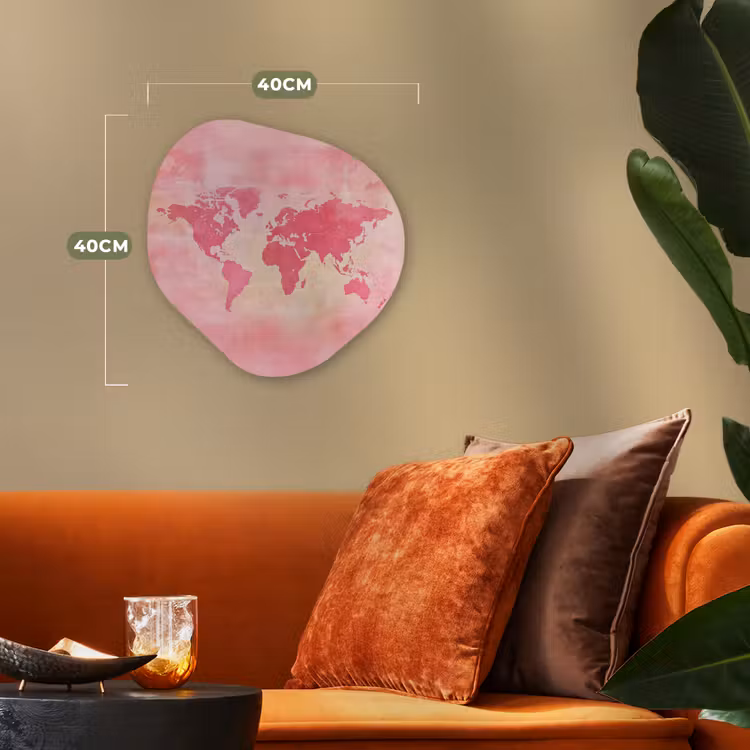 Organisch schilderij - Forex - Wereldkaart - Roze - Vaag — 4