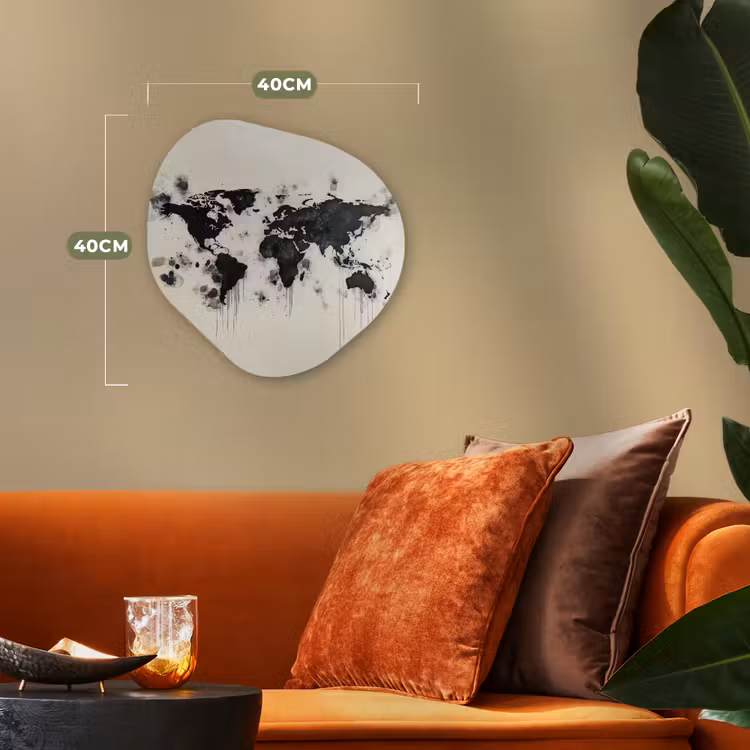 Organisch schilderij - Forex - Wereldkaart - Zwart - Inkt — 4
