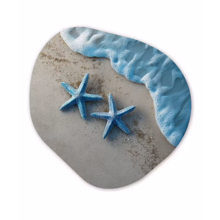 Organisch schilderij - Forex - Zeesterren - Zand - Zee - Blauw — 1
