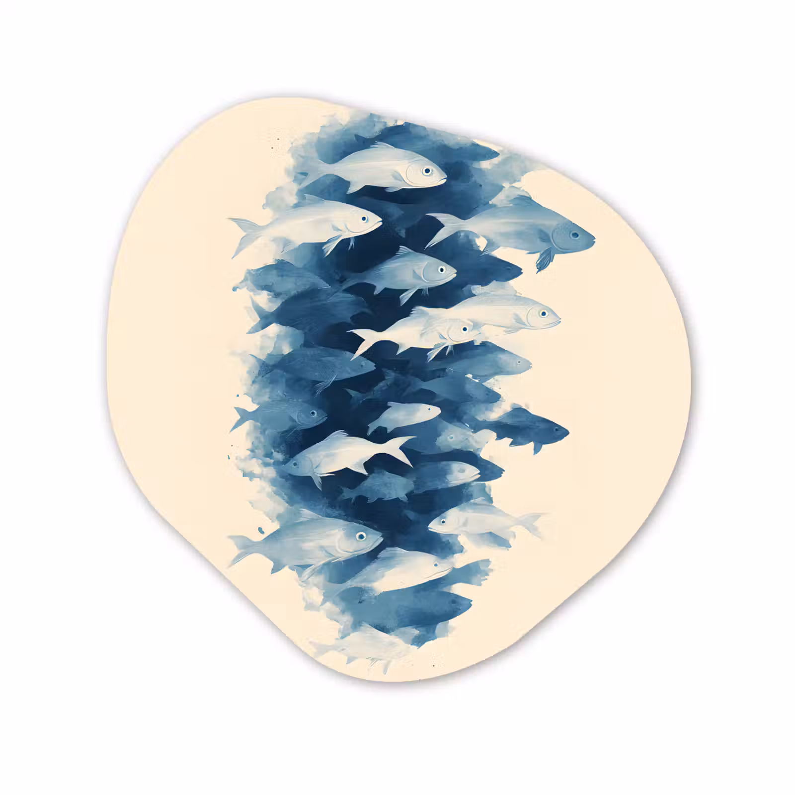 Organisch schilderij - Forex - Vissen - Minimalistisch - Blauw — 1