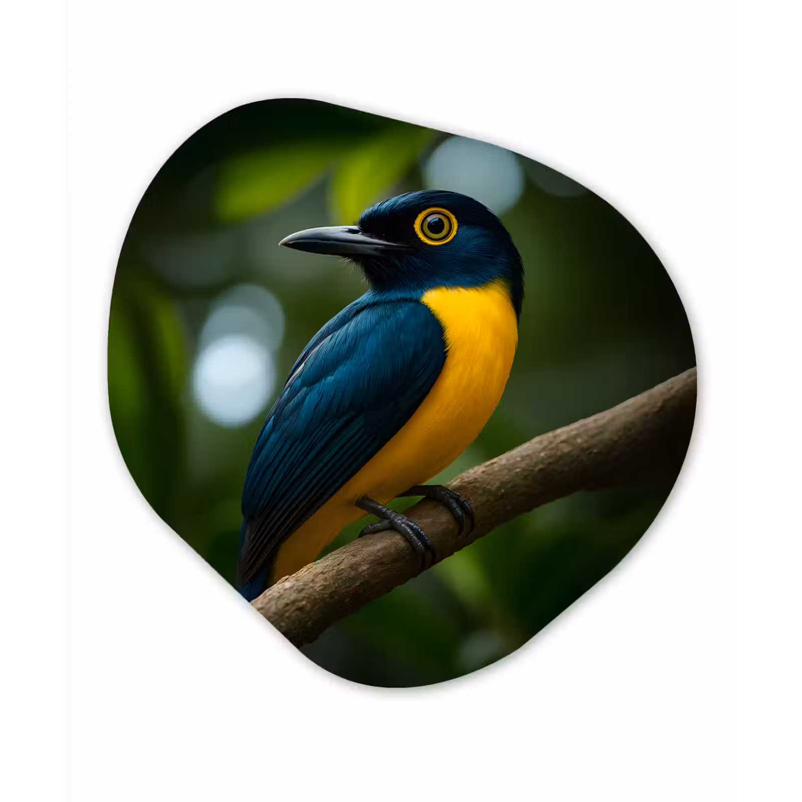 Organisch schilderij - Forex - Vogel - Tak - Geel - Bladeren — 1