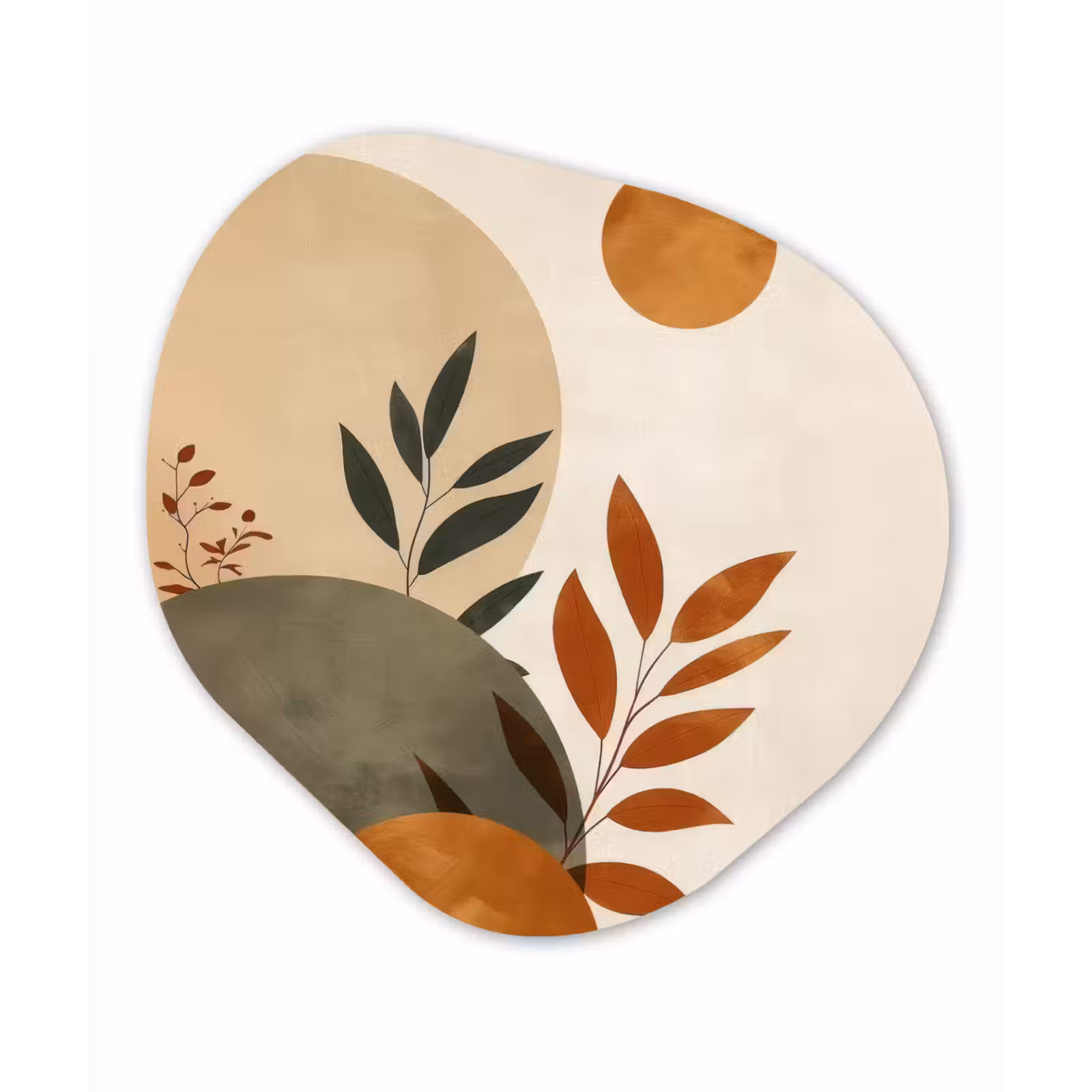 Organisch schilderij - Forex - Vormen - Rond - Bladeren - Beige — 1