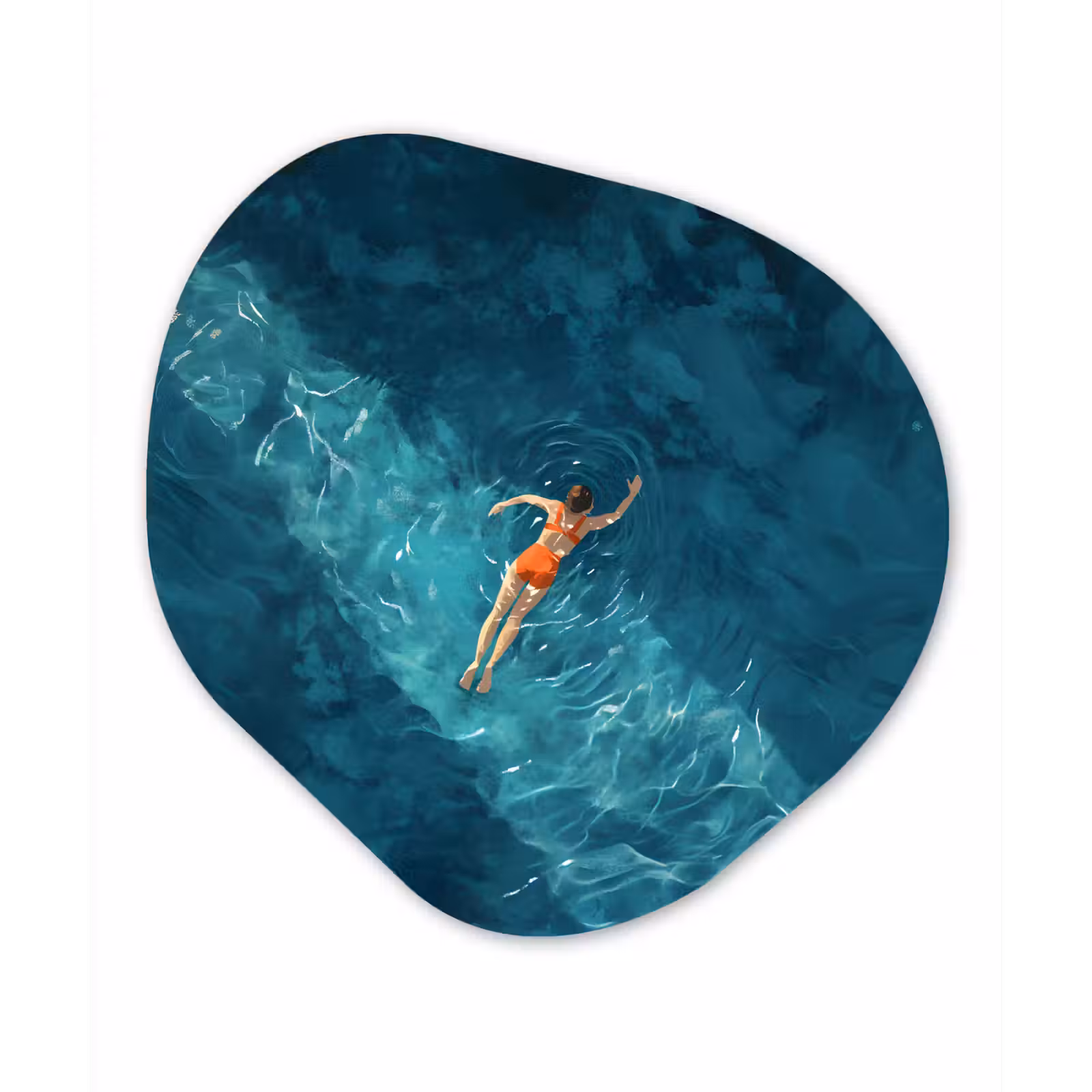 Organisch schilderij - Forex - Vrouw - Water - Bikini - Oranje — 1