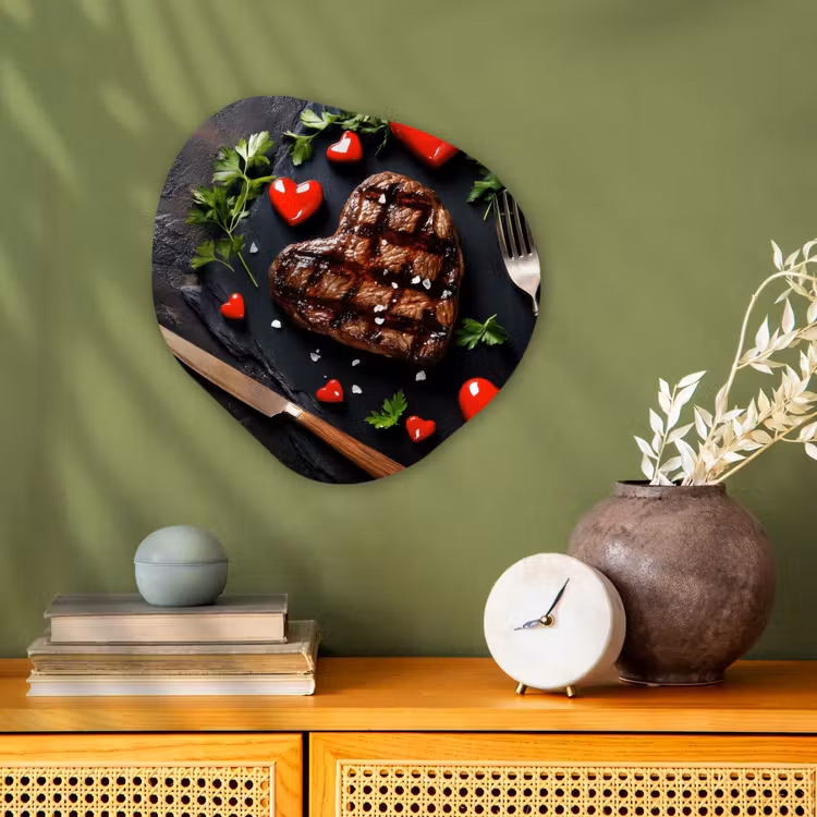 Organisch schilderij - Forex - Steak - Hart - Bestek — 2
