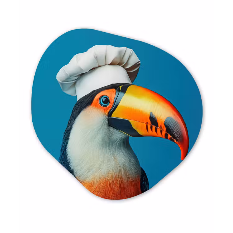 Organisch schilderij - Forex - Toekan - Papegaai - Vogel - Koksmuts — 1