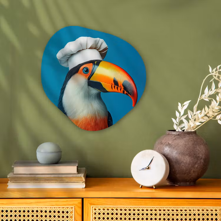 Organisch schilderij - Forex - Toekan - Papegaai - Vogel - Koksmuts — 2