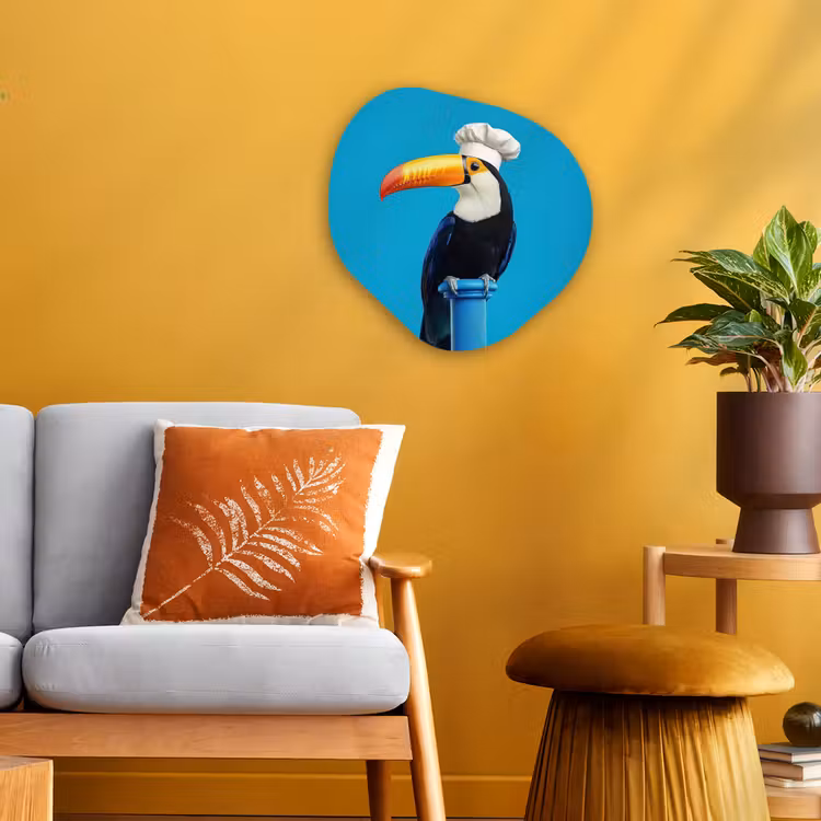 Organisch schilderij - Forex - Tucan - Sokkel - Vogel - Koksmuts — 3