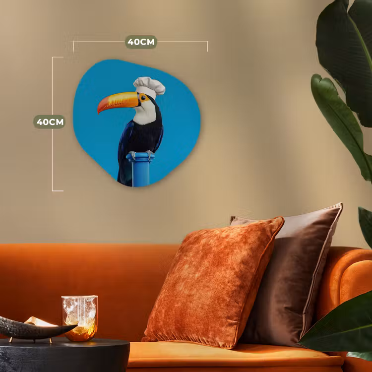 Organisch schilderij - Forex - Tucan - Sokkel - Vogel - Koksmuts — 4