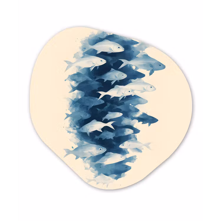 Organisch schilderij - Forex - Vissen - Minimalistisch - Blauw — 1