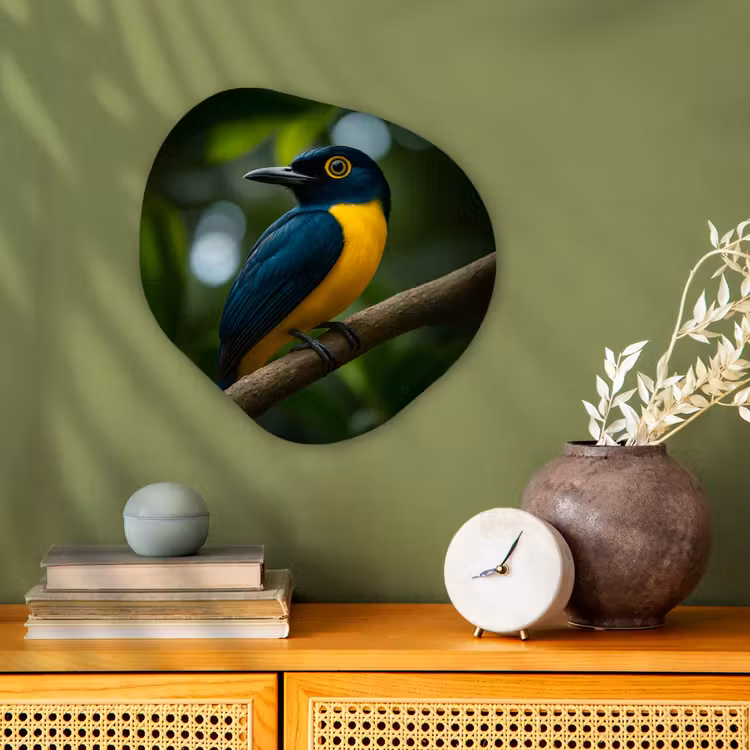 Organisch schilderij - Forex - Vogel - Tak - Geel - Bladeren — 2