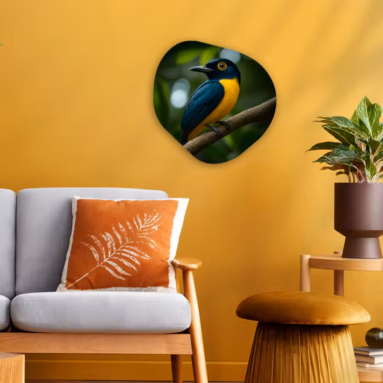 Organisch schilderij - Forex - Vogel - Tak - Geel - Bladeren — 3