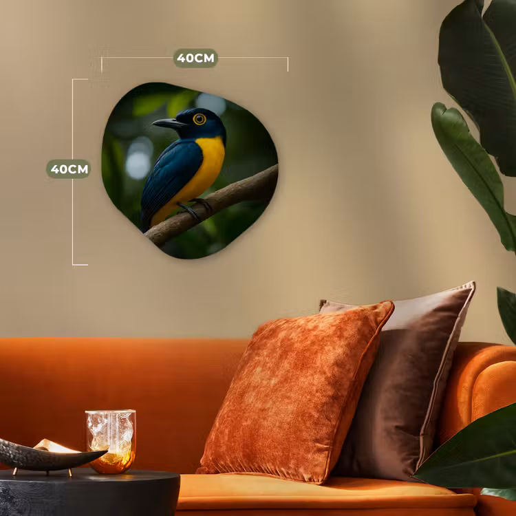 Organisch schilderij - Forex - Vogel - Tak - Geel - Bladeren — 4