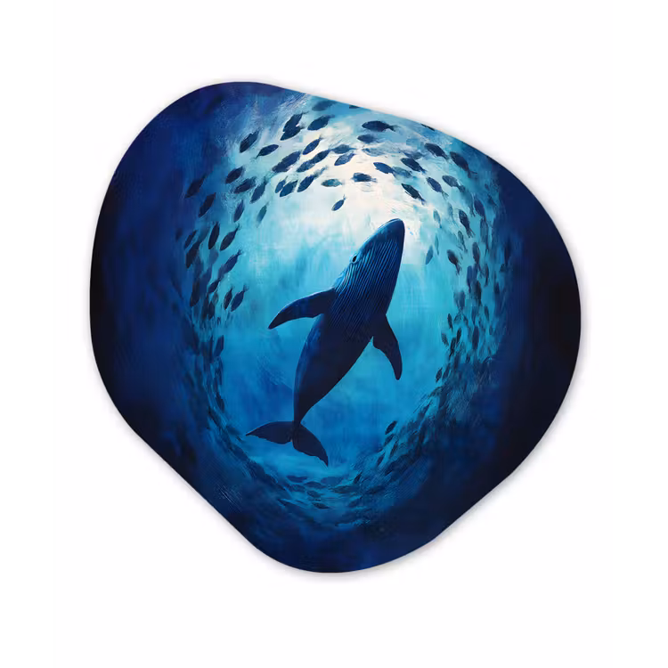 Organisch schilderij - Forex - Walvis - Vissen - Donkerblauw — 1