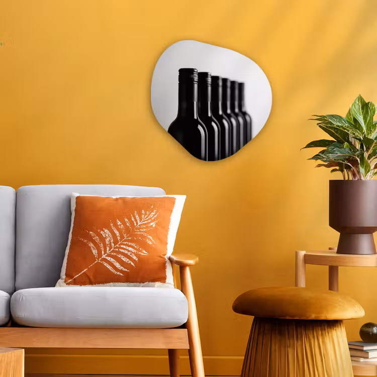 Organisch schilderij - Forex - Wijnflessen - Zwart - Minimalistisch — 3