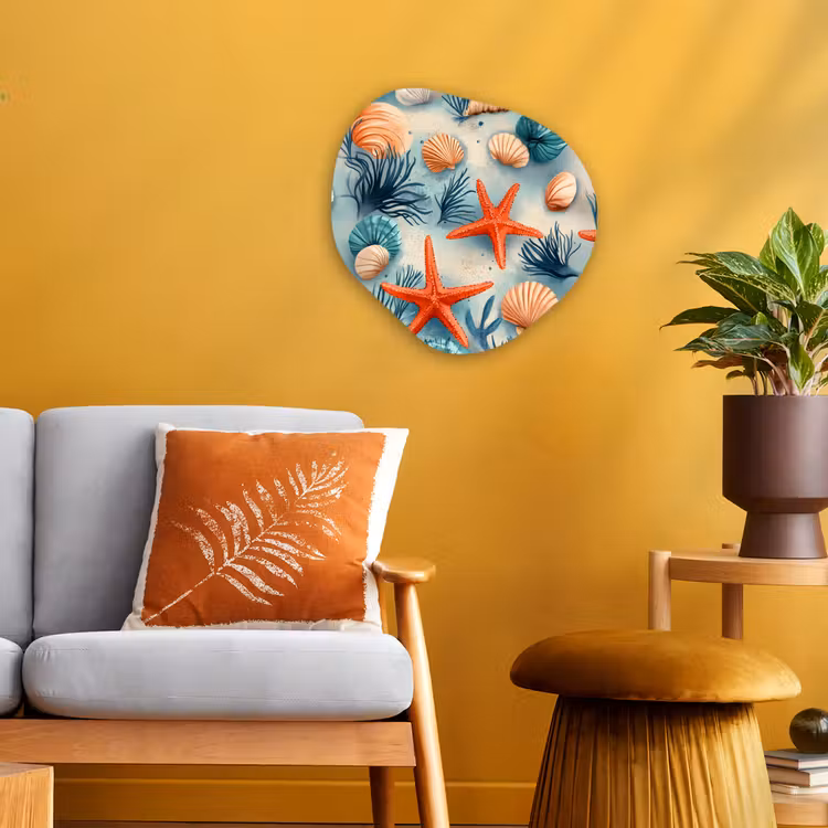 Organisch schilderij - Forex - Zeesterren - Schelpen - Illustratie - Zand — 3